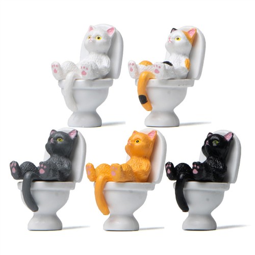 5pcs cat sitting toilet - cat,