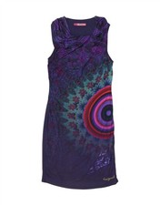 DESIGUAL Womens Sleeveless Basic Dress UK 18 XL Purple Floral Viscose AK06
