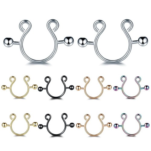 2pcs non piercing - 2pcs, on