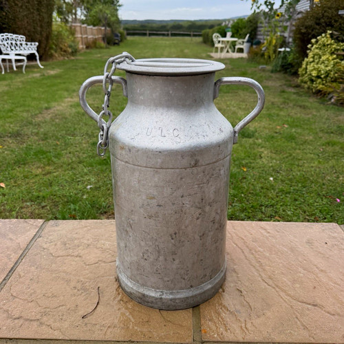Vintage aluminium milk churn - milk,