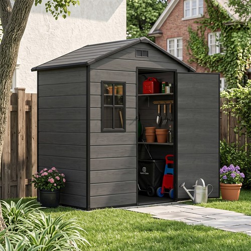6x4ft plastic garden shed grey - plastic,