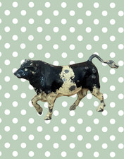 Rare Vintage Large Black and White Bull 1920s John Hill & Co Lead Farm Figurine