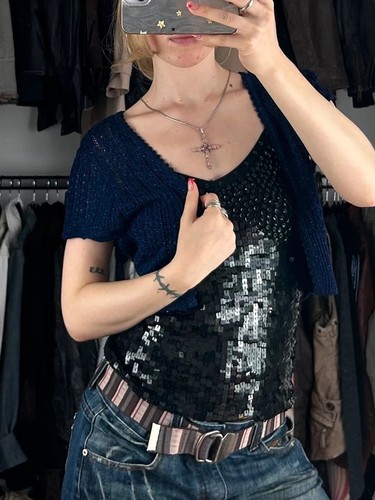 Vintage new look blue - new, glittery