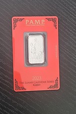PAMP Suisse 10g Silver Bar 2023 Lunar Rabbit - Sealed Assay Card - .999 Fine