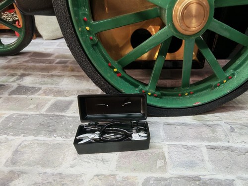 Black metal toolbox with - toolbox,