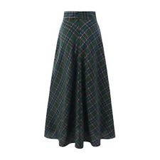 Skirt Vintage Ladies Loose Maxi Dress Plus Women Tartan Check Plaid Long