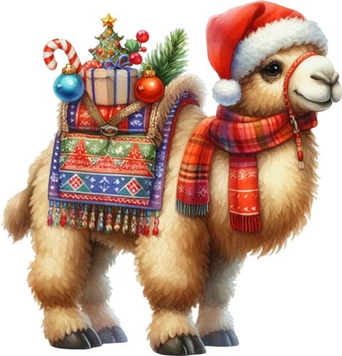 Christmas funny camel wall - christmas, art
