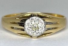 Antique 18ct Yellow Gold Diamond 0.18cts Gents Solitaire Statement Ring 7.4g 'Y'