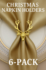 6 Gold Reindeer Napkin Rings