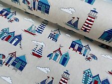Little Beach Huts Print Fabric