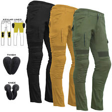 Mens Chino Motorcycle Motorbike Cargo Trousers Jeans Lined with KEVLAR®