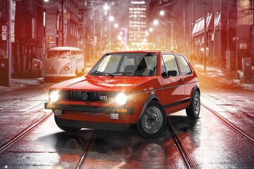 Golf gti car - vw, poster