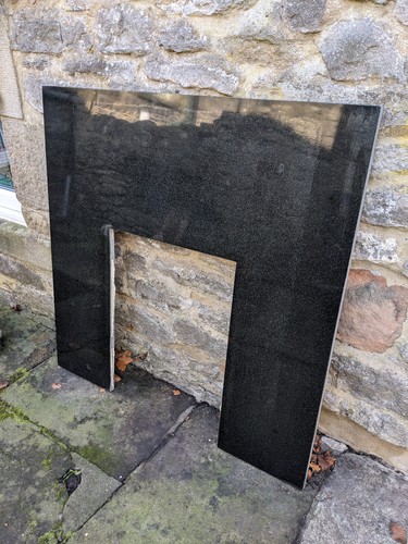 Fireplace black granite back - fireplace,