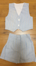 Handmade baby shorts and waistcoat set 18-24 mnths in seersucker fabric