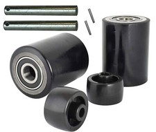 Pallet Jack/Truck Load Wheels Full Set with Axles & Rollers 3" x 3.75" Black