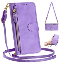 For Various Phone Crossbody Zipper Leather 7 Cards Wallet Case Flip Stand Cover