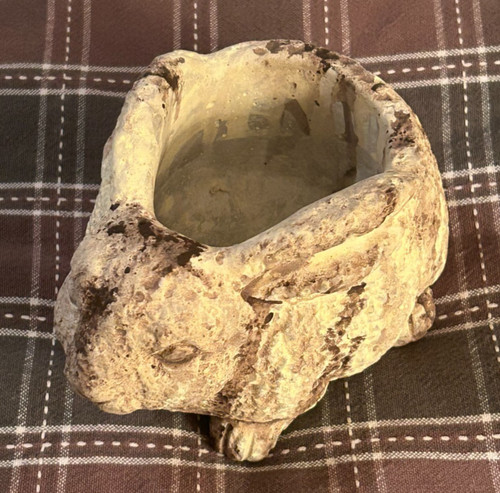Vintage cement rabbit - vintage, planter