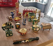 Job Lot Canal Barge Ware Mini Ornaments Handpainted Floral Miniatures x 18