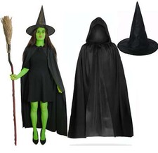 Wicked Witch Halloween Fancy Dress Wicked Cape & Hat Ladies Scary Ghost Custome