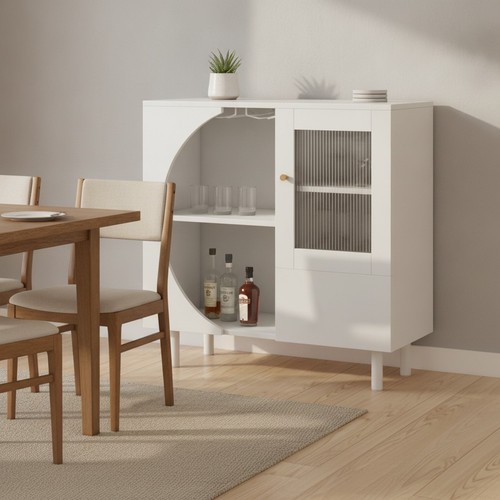 White modern kitchen sideboard - white,