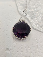Amethyst Pendant Necklace 925