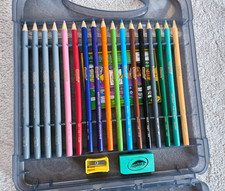 CRAYOLA Hard Case Colouring Pencils Set Shading Paper Art Craft  VGC