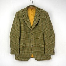 Bladen Supasax Saxony Tweed Hacking Jacket Mens 40R Green Country Check Blazer