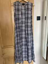 Zara Plaid Check Black White Linen Exposed Seam Midi Dress Size Medium UK10