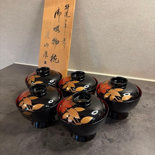 Japanese lacquer lidded soup - japanese,