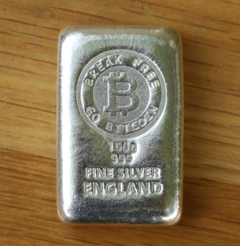 100g bitcoin silver - cast, bar