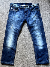 Diesel Thavar Jeans Mens Sz32x30 Slim Skinny Distressed - Measures as 34x28