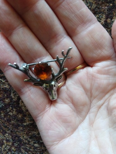 Sterling silver vintage stag - sterling,