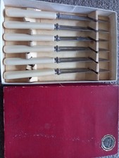 Vintage Sheffield Stainless Steel Butter Tea Knives set  6 Boxed Afternoon tea 