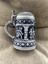Vintage Gerzit Staffel Blue Beer Stein ,Dancing Hall Scene. Made In West Germany