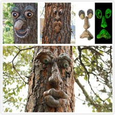 Old Man Face Outdoor Decor Gift Garden Tree Funny Sculpture Whimsical Tree Face