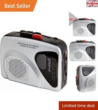 Vintage Portable Cassette Player with Built-In Speaker and AM/FM Radio - Silver