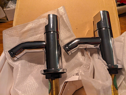 Chrome lever basin pillar taps - chrome,