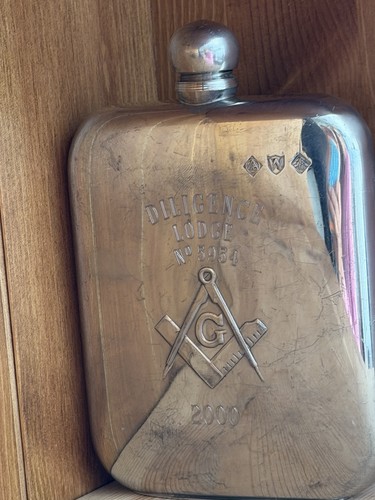 Masonic pewter hip flask - masonic,