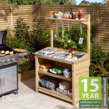 NEW WOODEN OUTDOOR BBQ TABLE