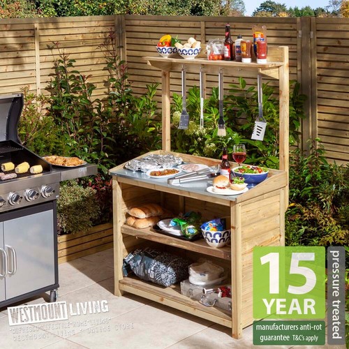 New wooden outdoor bbq table - bbq,