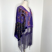 Velvet Burnout Peacock Fringed