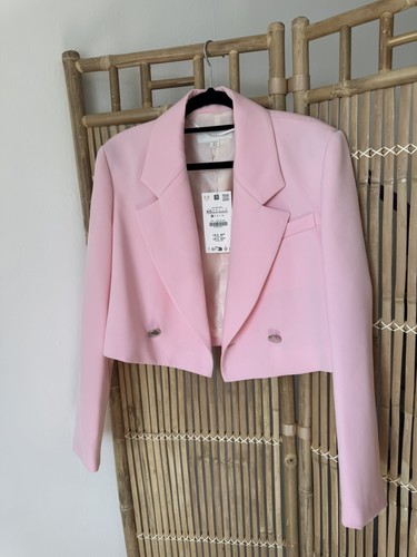 Zara pink cropped blazer - pink,