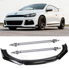 Front Bumper Lip Spoiler Splitter Body Kit Strut Rod For VW Scirocco MK3 MK4