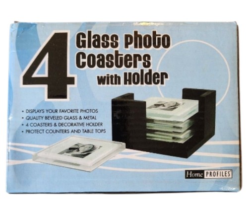 Beveled glass photo coasters - glass,