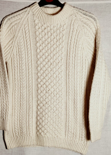 Ladies cream hand knit round