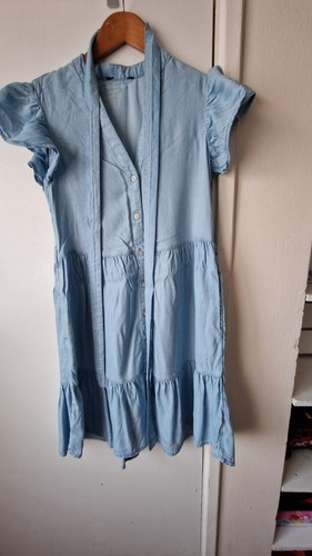 Blue denim neck - blue, button