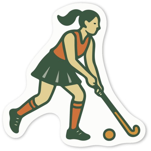 Girl playing hockey decal - playing, hockey'