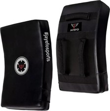 kick Shield-Premium Leather curved strike Pad with solid Grip Black