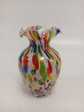 Murano Hand Blown Multicolour Art Glass Vase - Made in Italy
