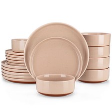 MALACASA 18-Piece Pink & Khaki